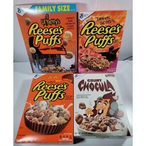 GM REESE'S Puffs Kaws & Travis Scott & Lil Yachty SEALED Boxes Lot 4 NEW